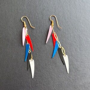 80’s Enamel and Chain Dangle Earrings